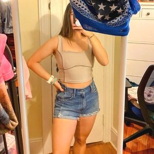 Abercrombie & Fitch YPB Squareneck Slim Tank - Oat